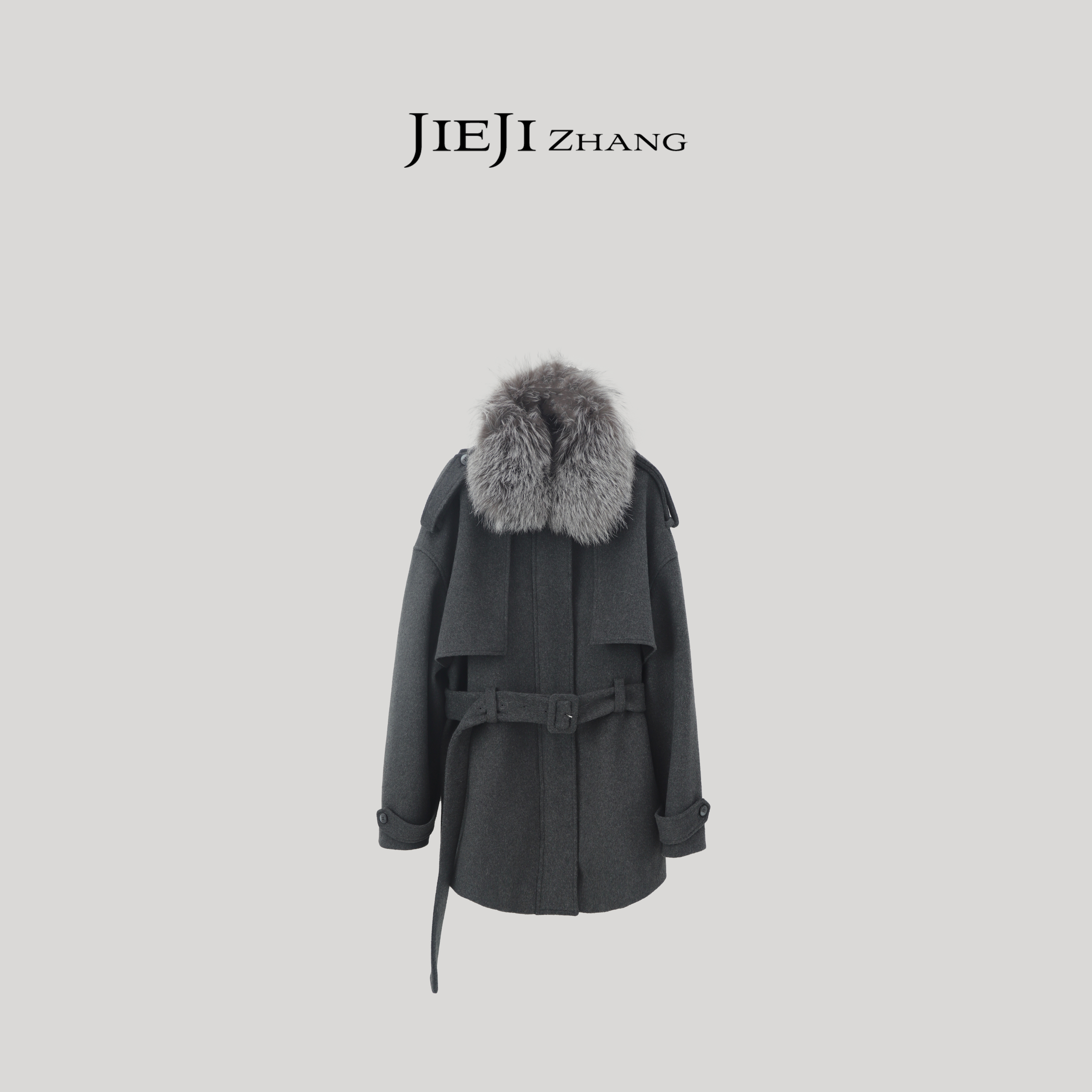 【JIEJI ZHANG】羊毛混纺高级定制秋冬时尚百搭外套351391