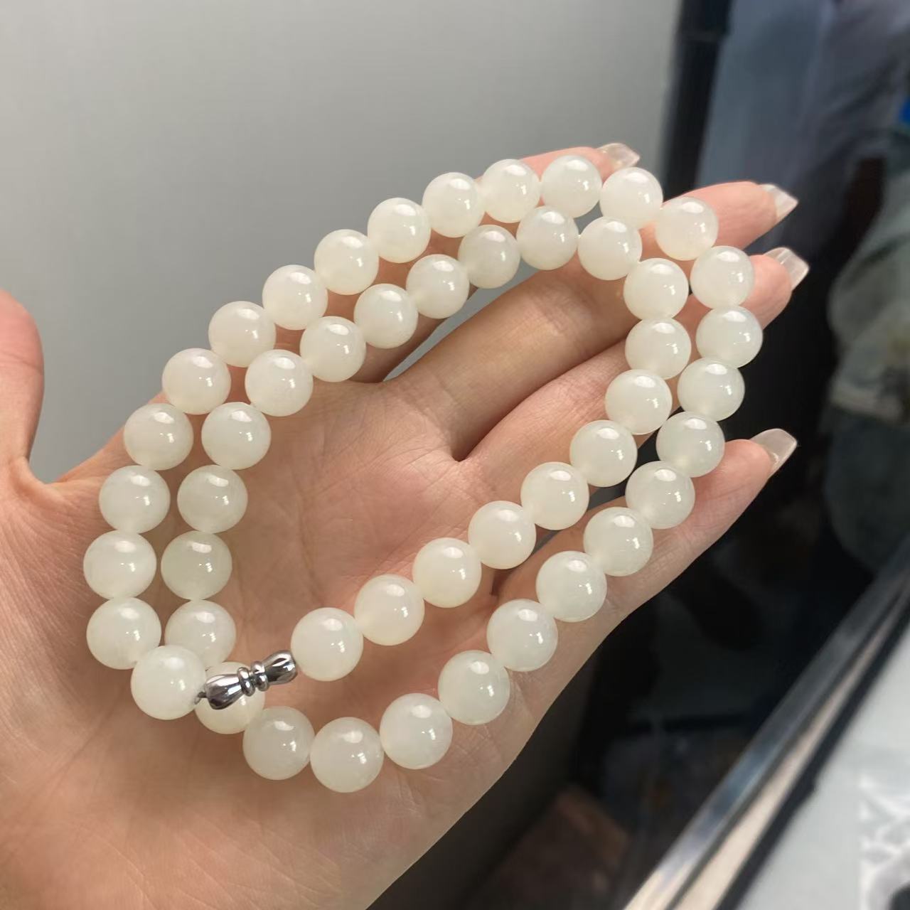 【小宝珠宝】18  T82505-和田玉项链-9mm