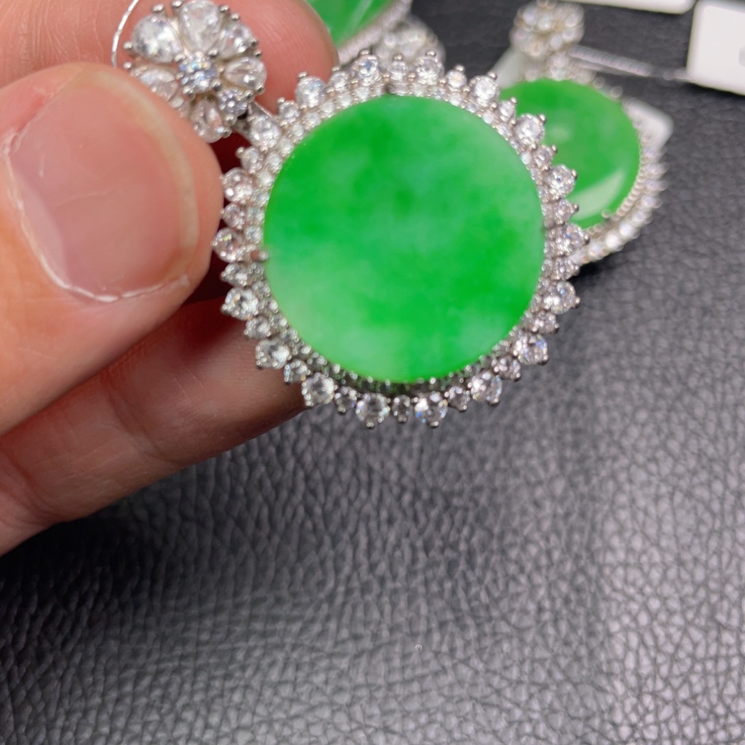 翡翠吊坠(不含链)银S925镶嵌吊坠