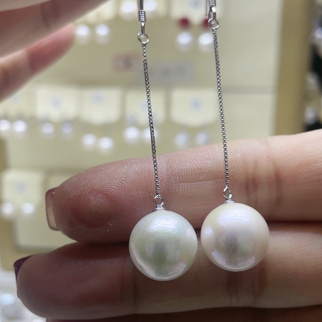 淡水珍珠耳饰银S925镶嵌