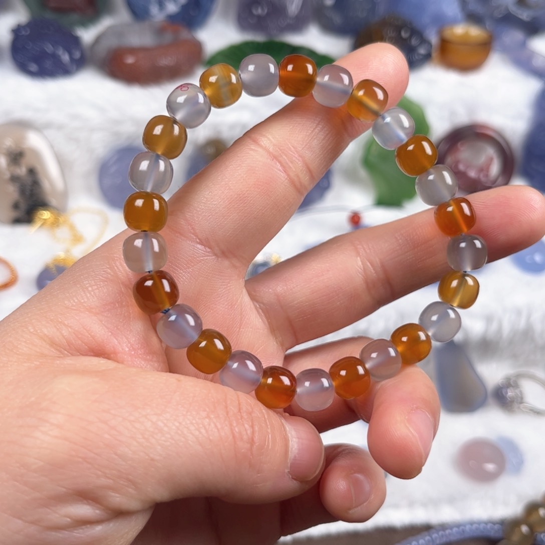 玛瑙/玉髓颈饰未镶嵌蓝玛瑙多宝