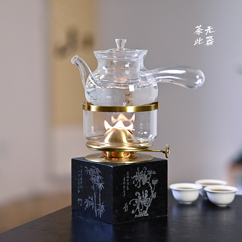 【梅兰竹菊】天然石头煮茶灯活火潮汕工夫茶具家用烧水养生空气灯