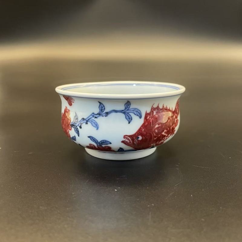 1.3/N100320/00112/驭胜青客/釉里红炉式杯/口径8.5高4.5/110cc