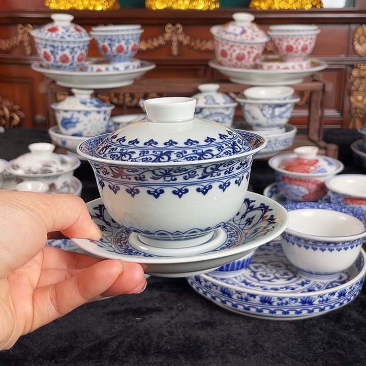 宝相花三才盖碗景德镇