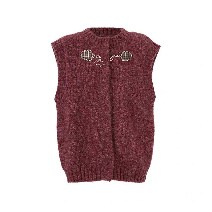 YOEYYOU 26春新品深红休闲撞色毛织马甲 2499UPY买手店