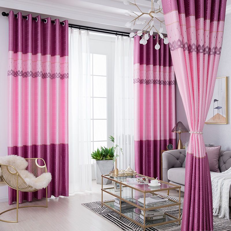 田园风格网红款窗帘涤纶材质蕾丝拼接款客厅卧室阳台落地窗半遮光