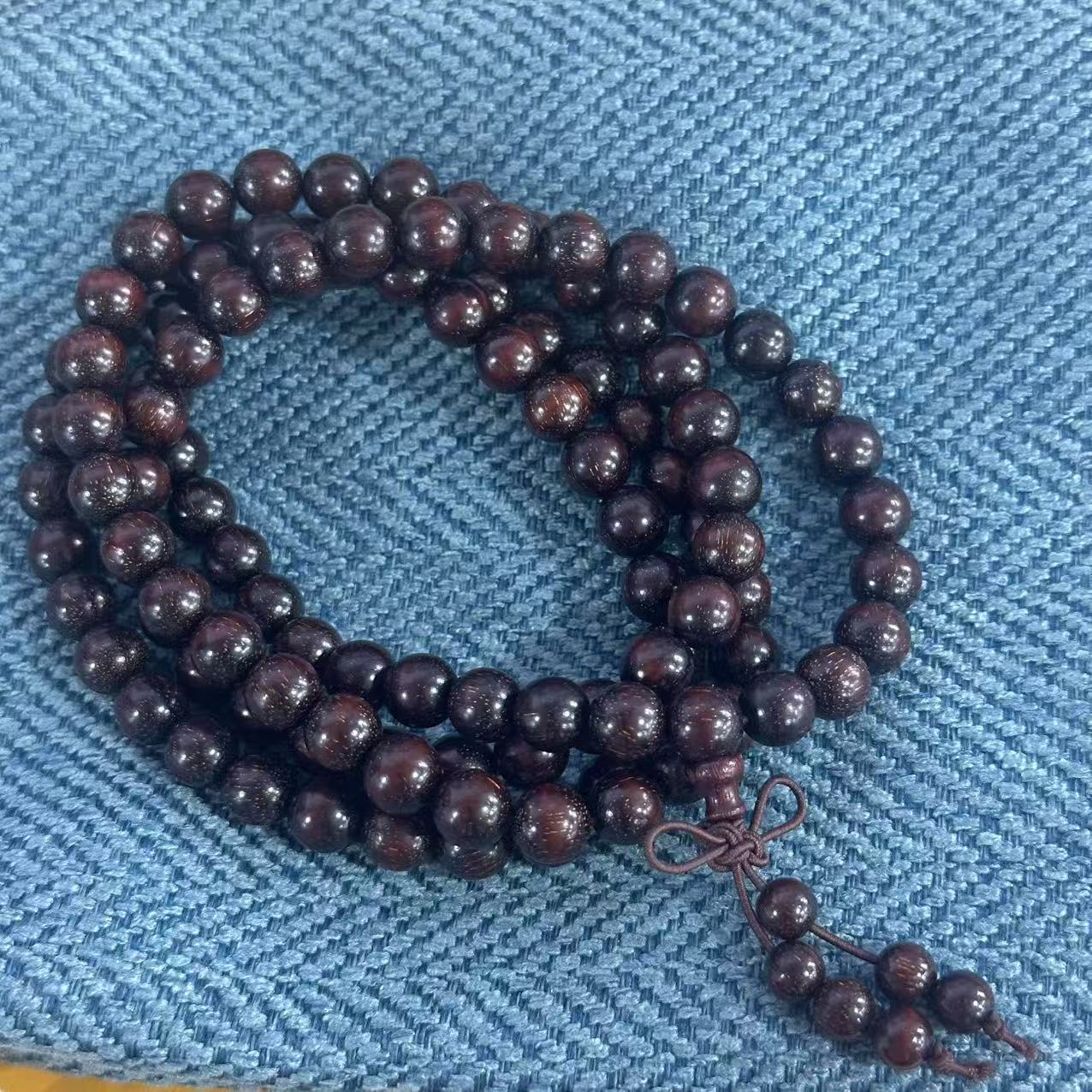 血檀老料爆满星108手串男女款卡8染料紫檀 061（无礼盒）