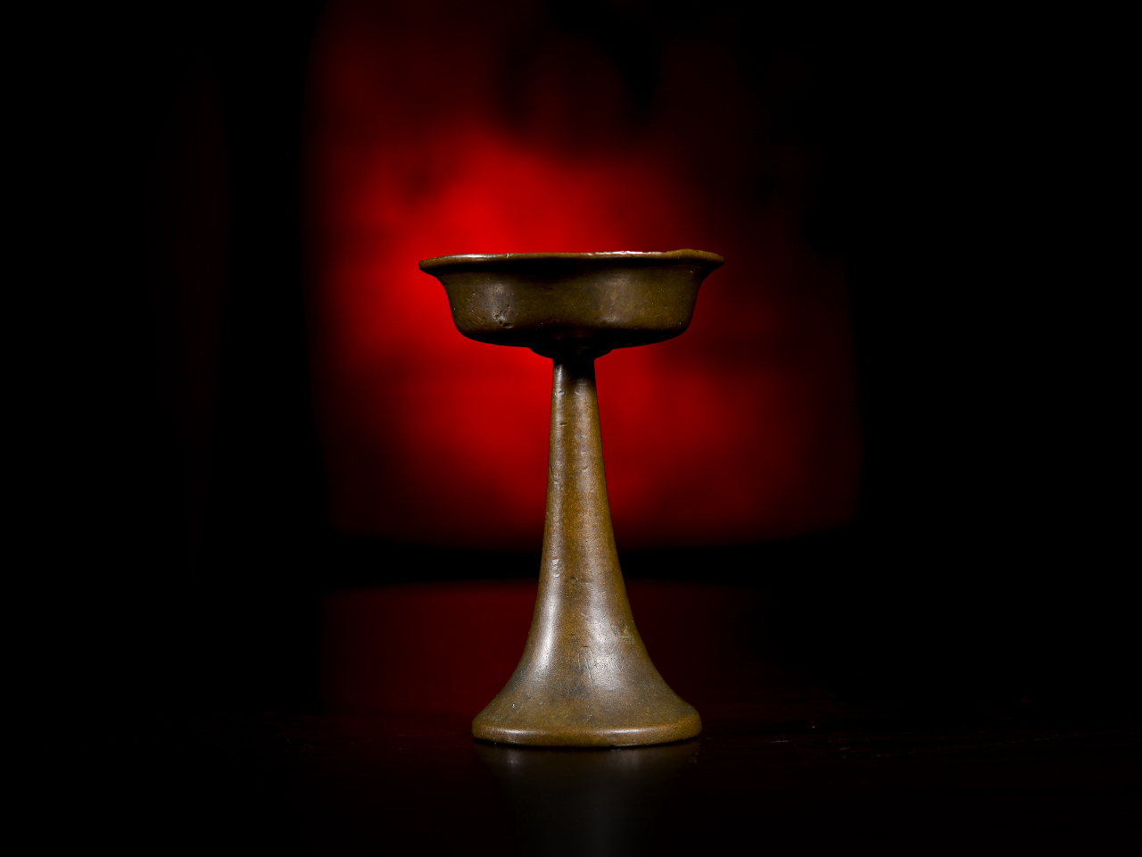 【藏传】[復時]合金铜巧克力皮壳油灯