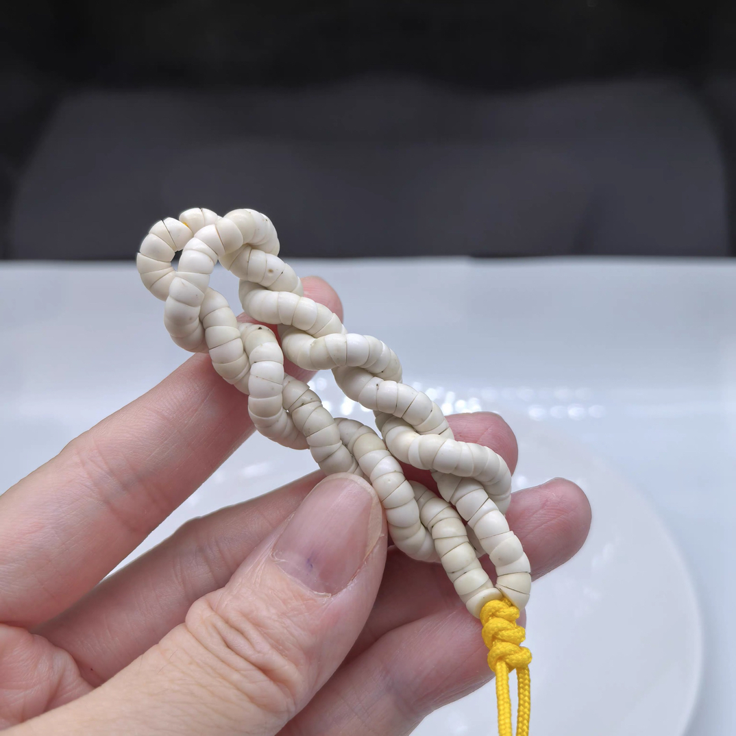 无星珍藏版海南原生态白卡5厚切双圈手持手串108佛珠