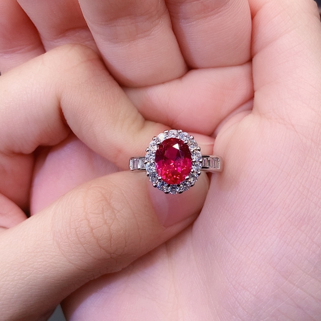 银S925镶嵌戒指红宝石