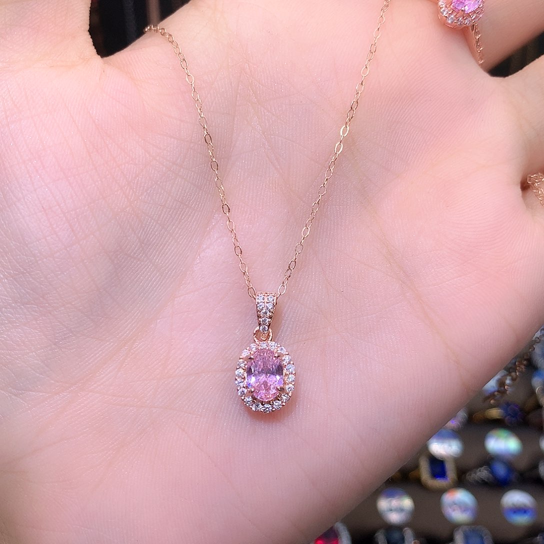 蓝宝石颈饰银S925镶嵌1