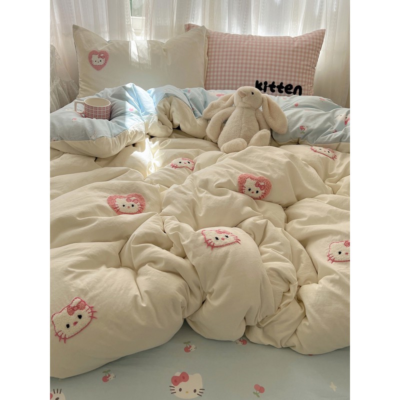 a类床上用品四件套纯棉全棉2025新款kt猫被套床单学生宿舍三件套3