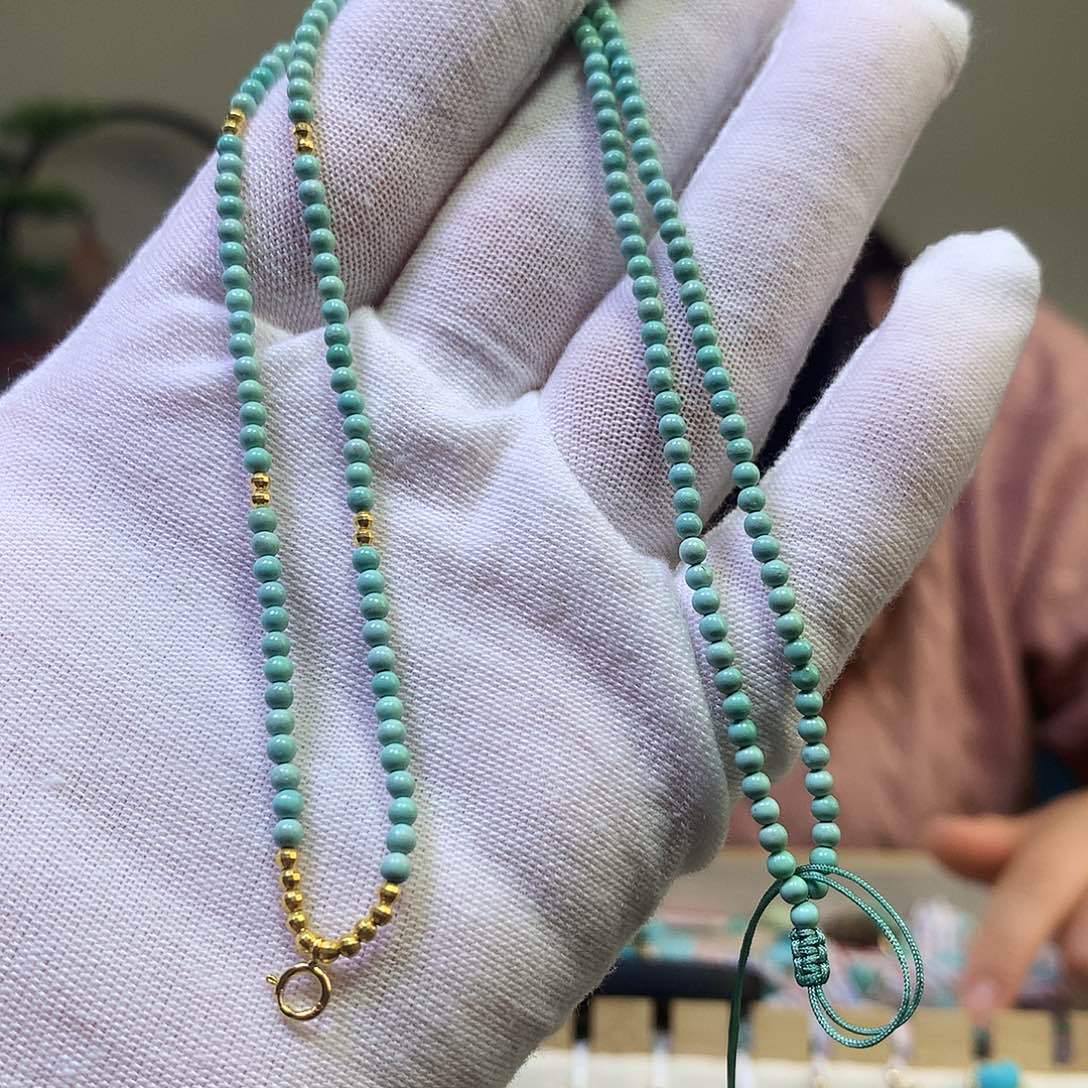 绿松石项链18K金镶嵌