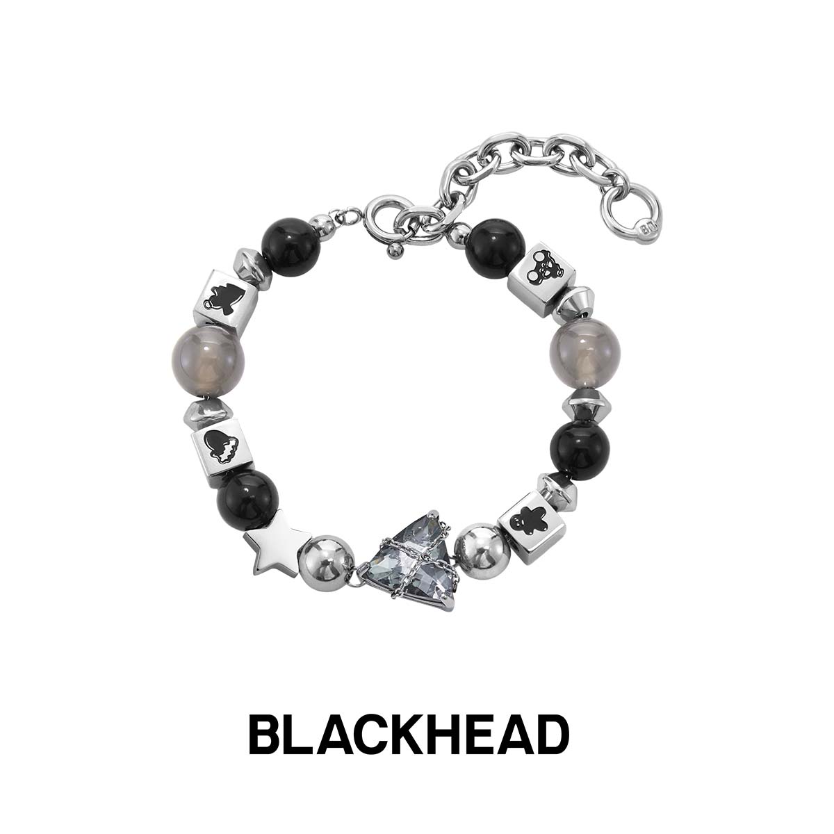 BLACK HEAD/黑头 钛钢玻璃手链 圣诞树串珠手链