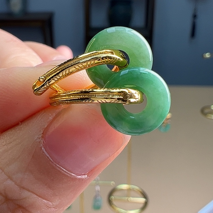 翡翠耳饰银S925镶嵌耳饰