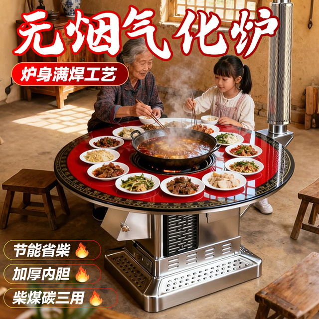 新疆乌市包邮高端特厚气化炉冬季农村柴火炉室内无烟烤火炉多功能