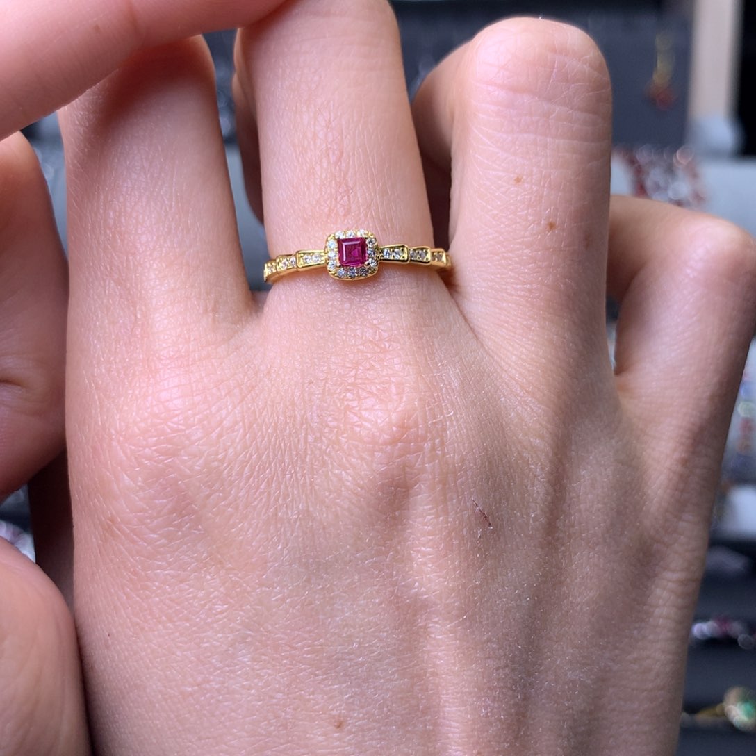 红宝石戒指银S925镶嵌