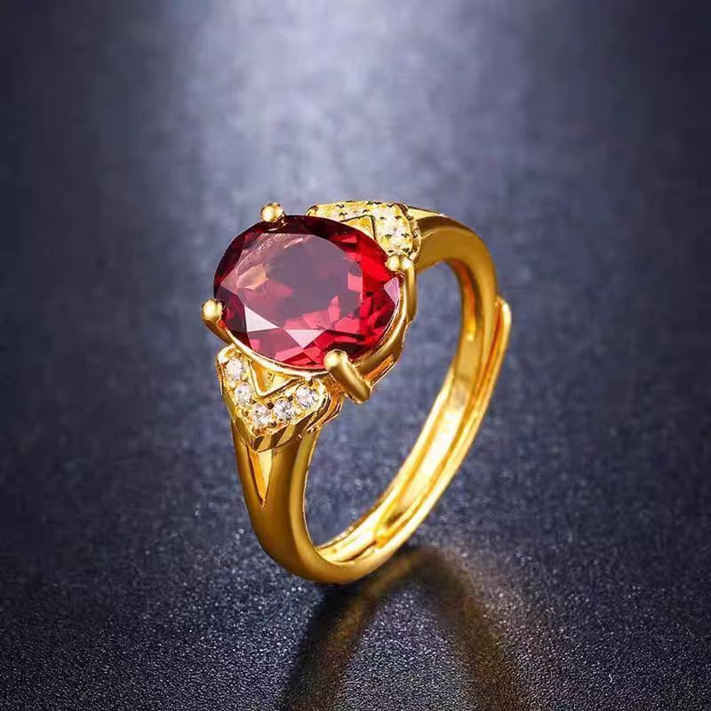 铜合金合成锆石戒指 精美大气镶嵌满钻鸽子蛋轻奢款戒指 （59141）