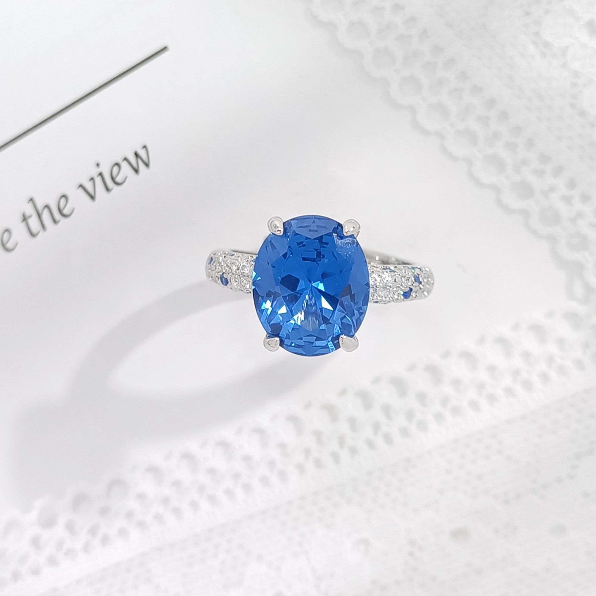 铜合金合成锆石戒指 WHSM-000656 【海洋之心】 戒指轻奢精致欧美