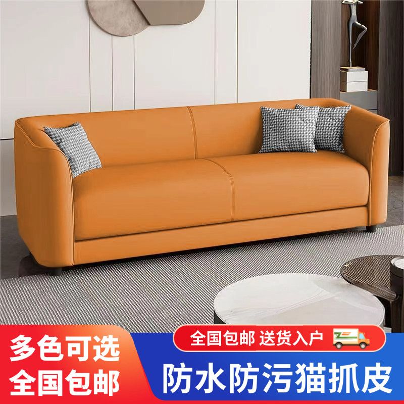 极简轻舍小户型客厅公寓出租屋理发店双人三人猫爪皮沙发
