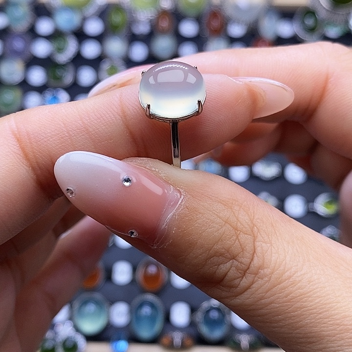 岫玉戒指银S925镶嵌戒指