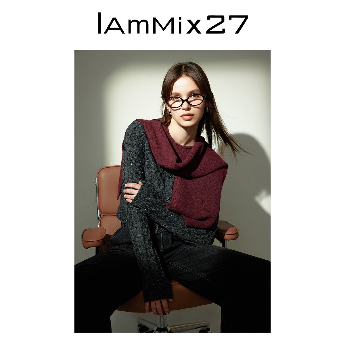 Iammix27上衣设计师圆领针织M4D5028