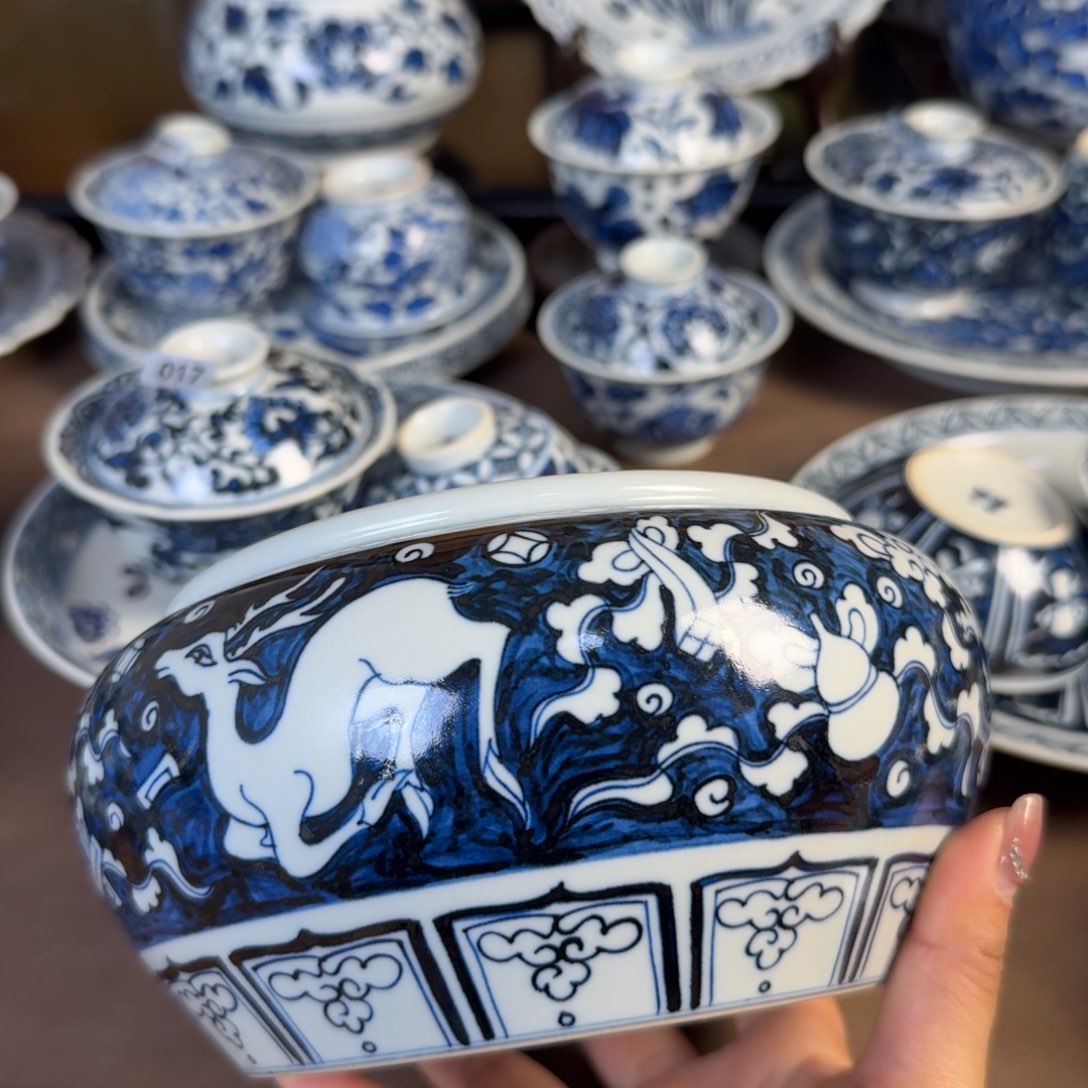 开****落景德镇手工手绘茶具微瑕