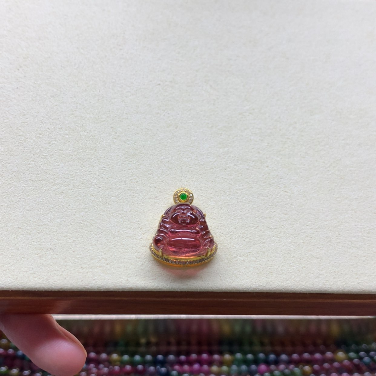 【闪购商品】碧玺吊坠(不含链)18K金镶嵌卢比来佛公