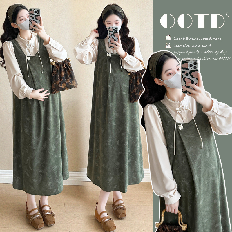 孕妇装连衣裙女2025新款春季穿搭背心裙禅意新中式国风套装