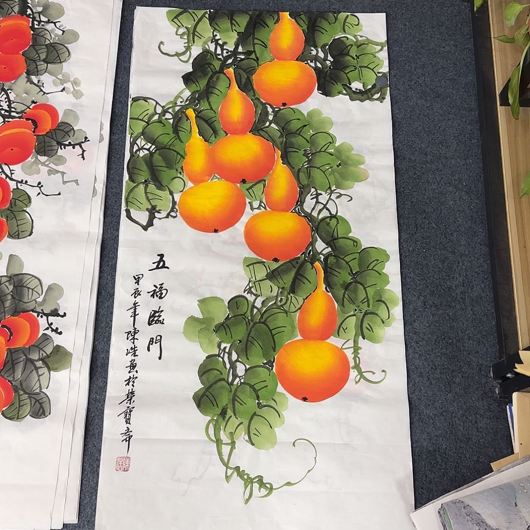 国画尺寸50X100手绘作品 