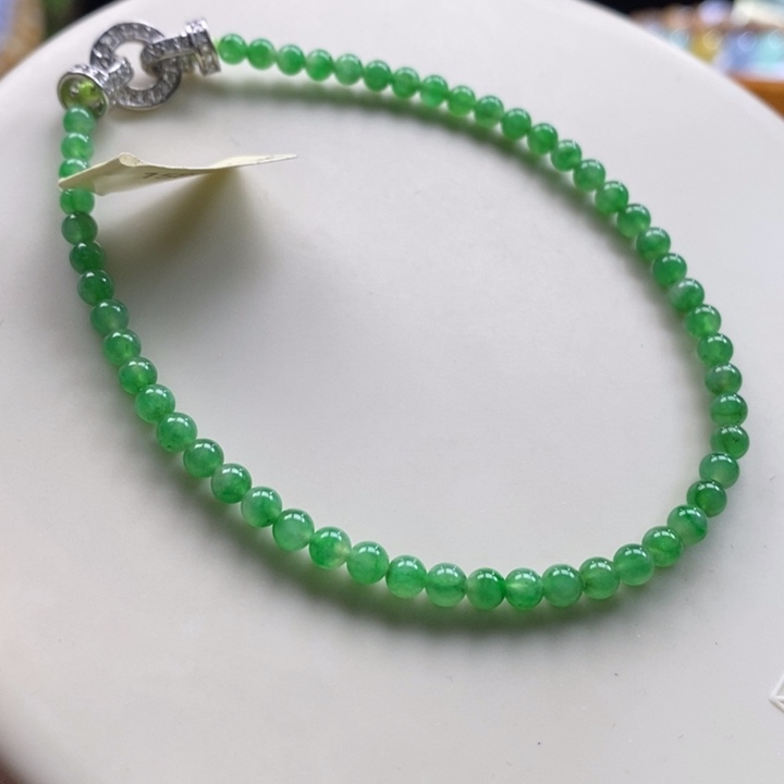 翡翠吊坠(不含链)未镶嵌翡翠冰阳绿米珠手链