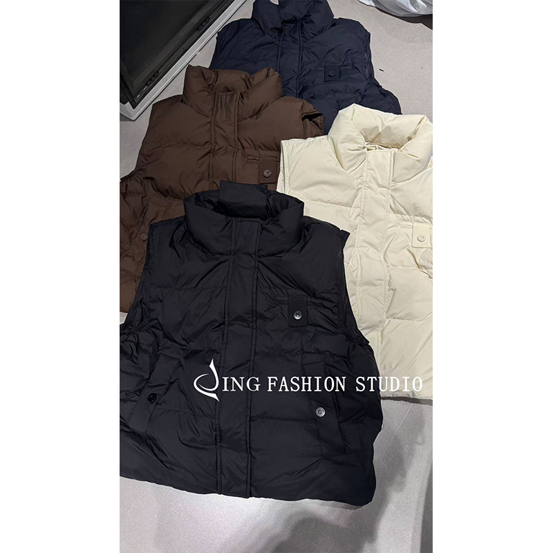 JING2025冬季宽松马甲8827白鸭绒女装保暖无袖马夹轻薄百搭