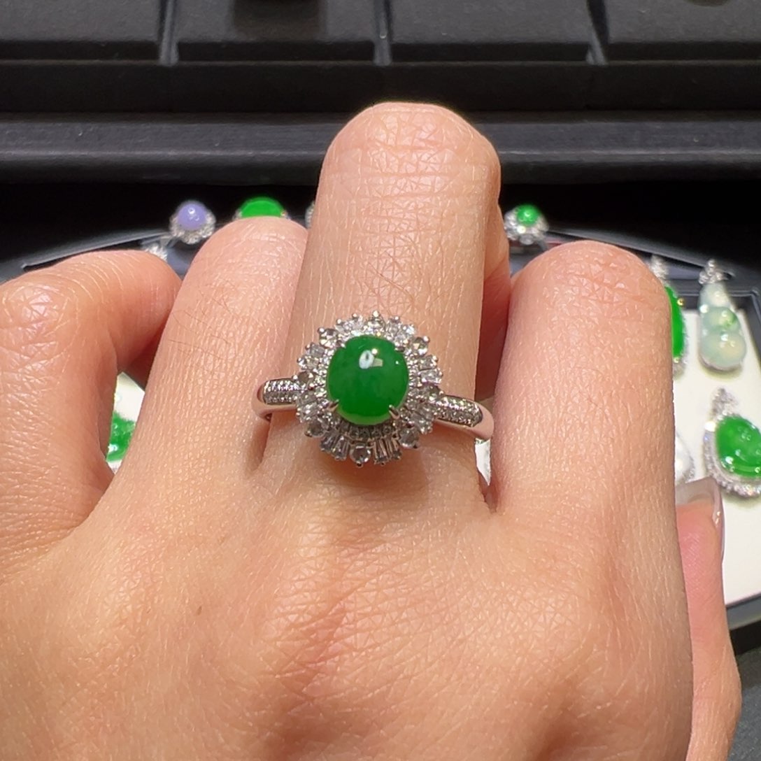 翡翠戒指18K金镶嵌收到货48小时鉴赏期