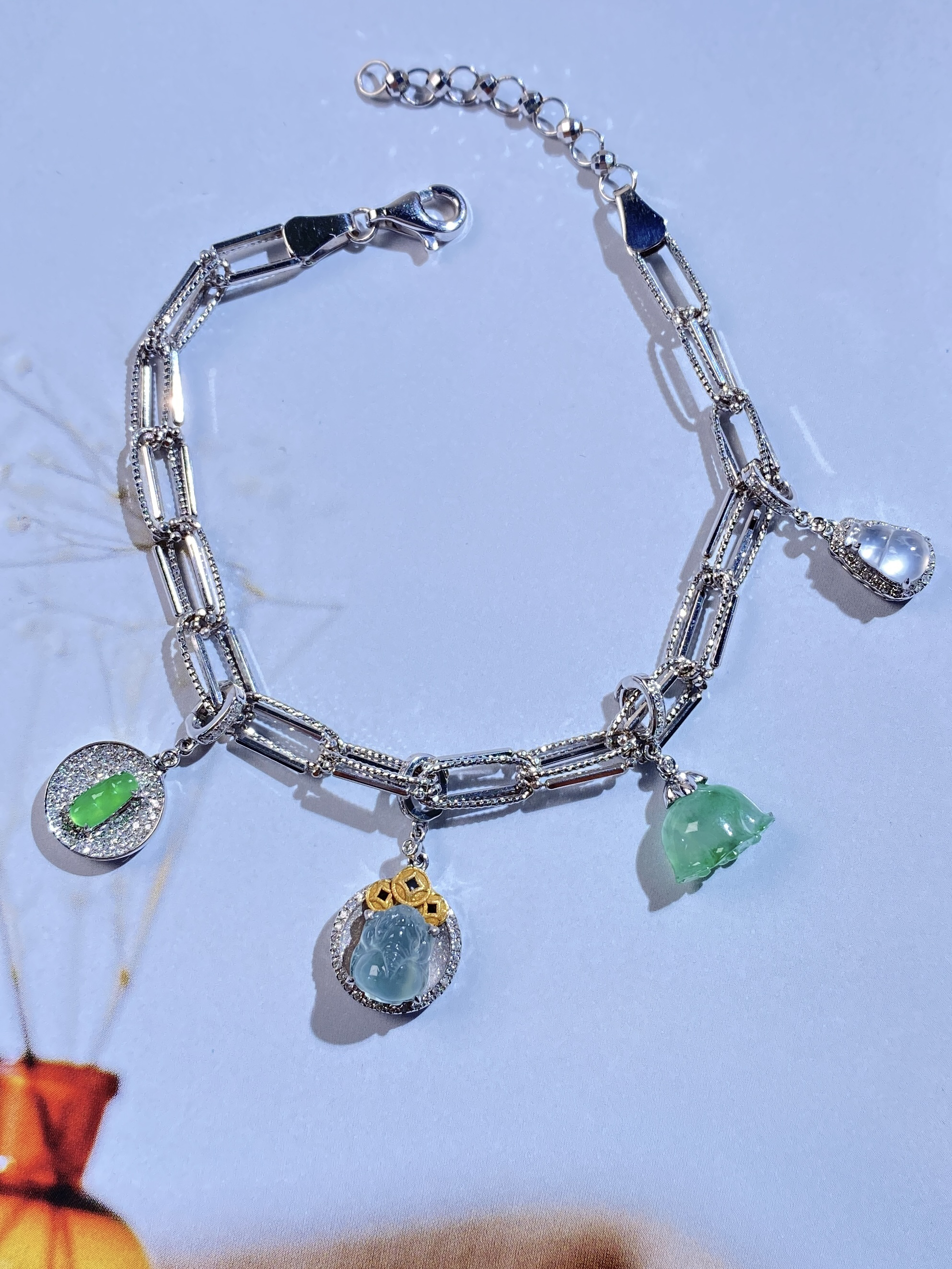 【秋玥推荐】18k金素金手链搭配小滴溜可DIY带延长链百搭经典大气X