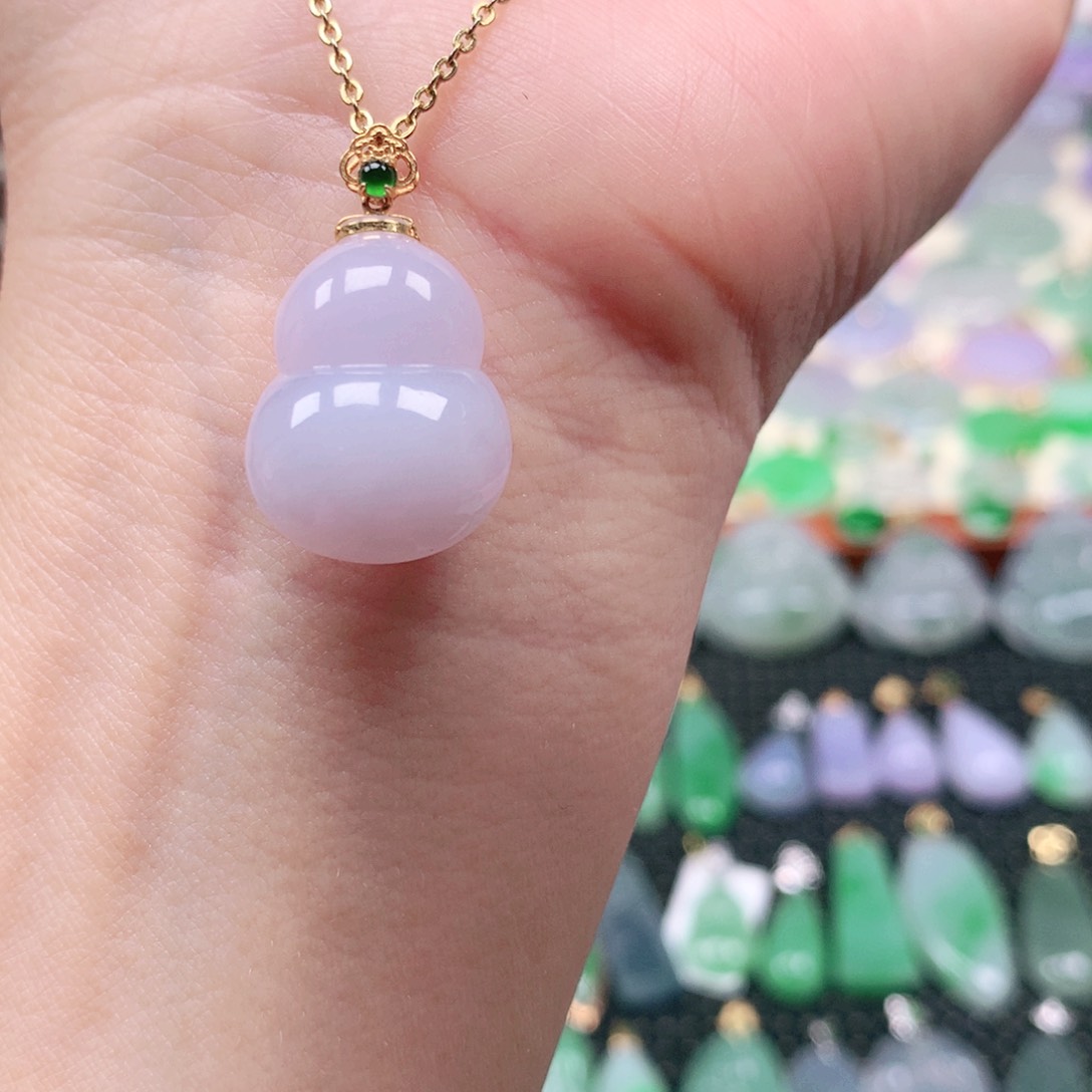 吊坠(不含链)18K金镶嵌翡翠