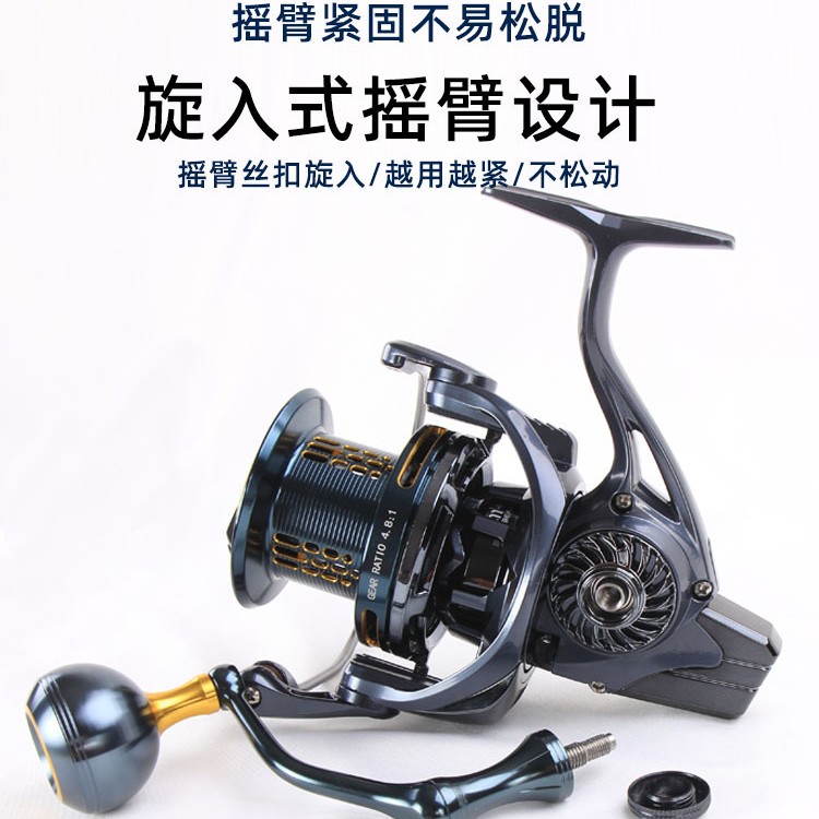 乡野渔捕头 6千型号缓降系统远投锚鱼轮全金属远投纺车轮缓降密排