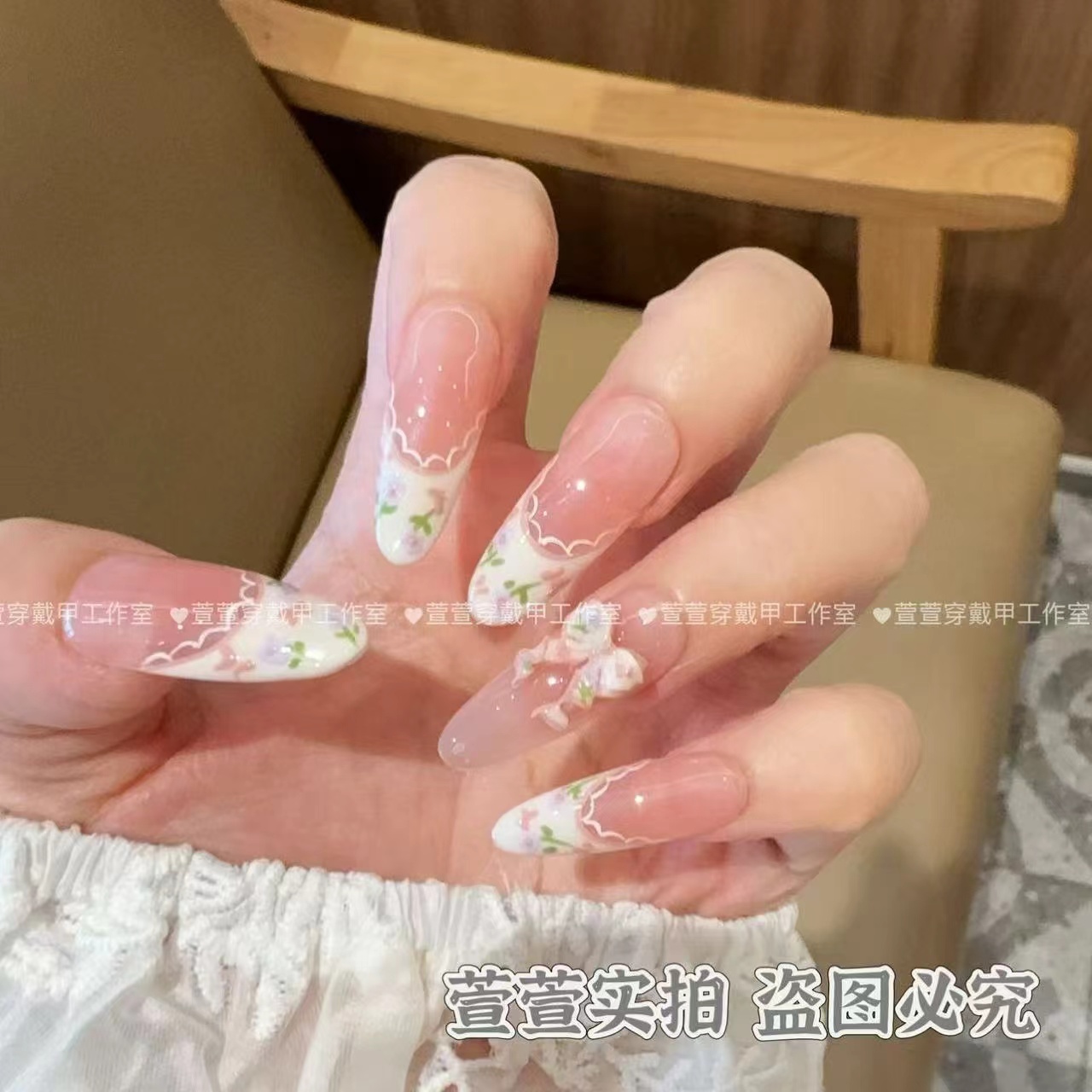 【 奶油小花】纯手工穿戴甲贴片猫眼可拆卸10片装