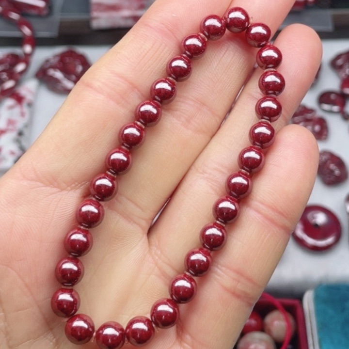 天然辰砂天然朱砂纯砂手串