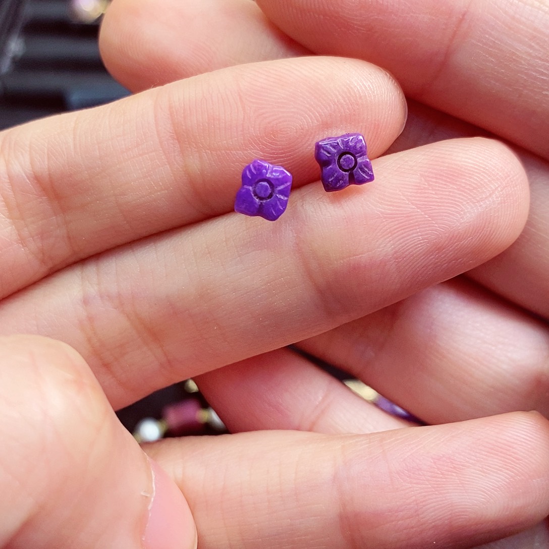 苏纪石（舒俱来）耳钉银S925镶嵌