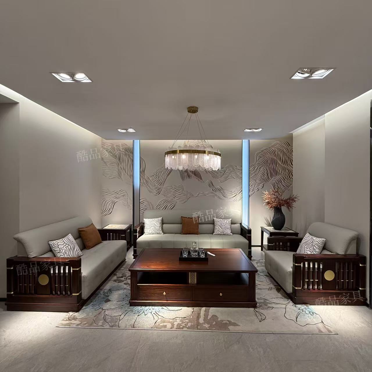 【乌金木】821-6沙发组合（豪宅沙发）