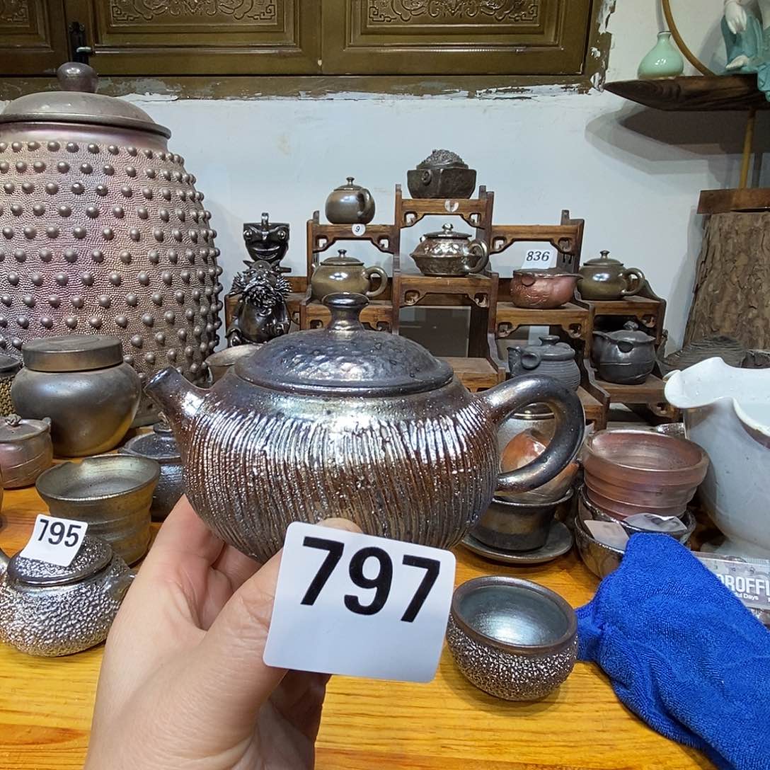 高温柴烧陶泥手工壶