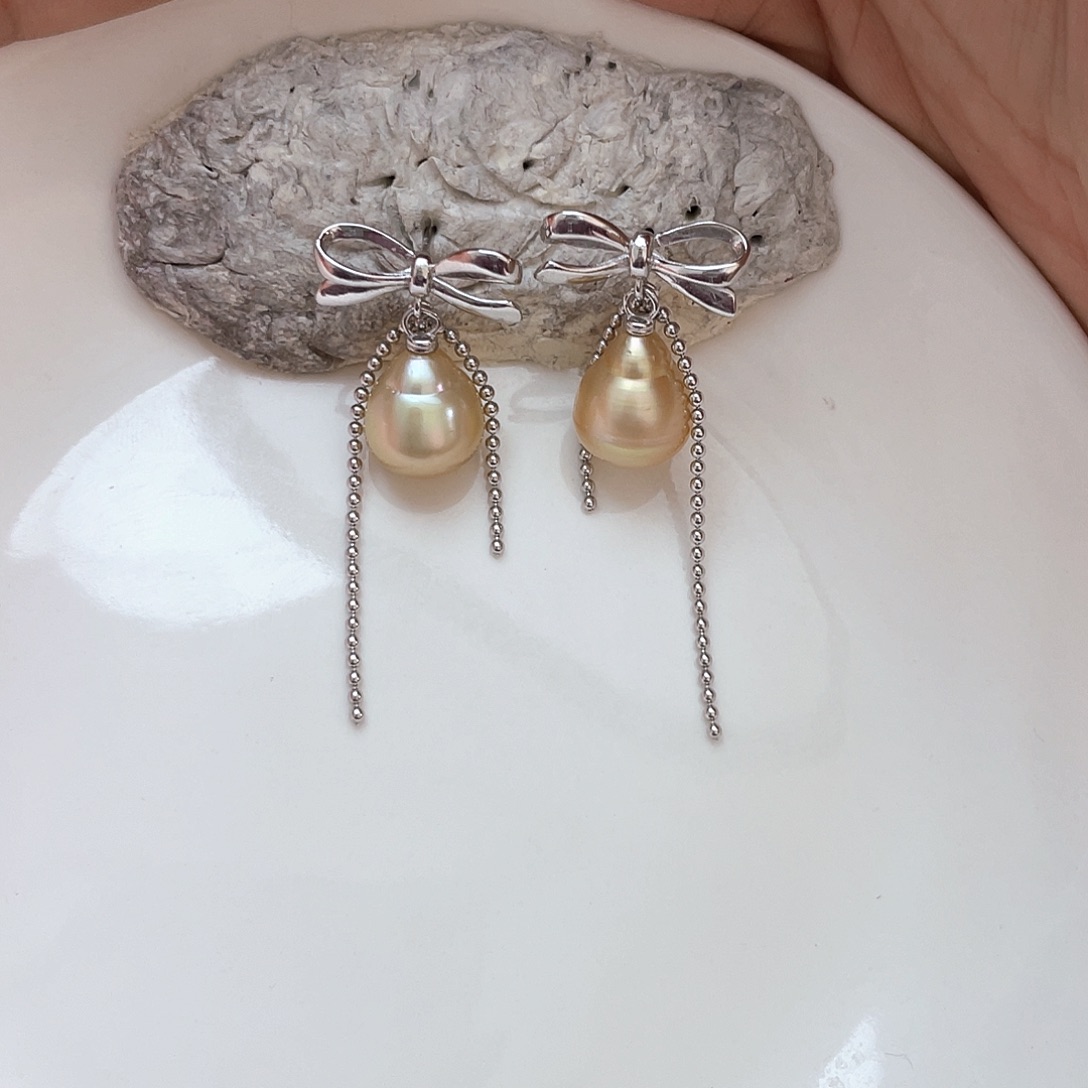 海水珍珠耳饰银S925镶嵌