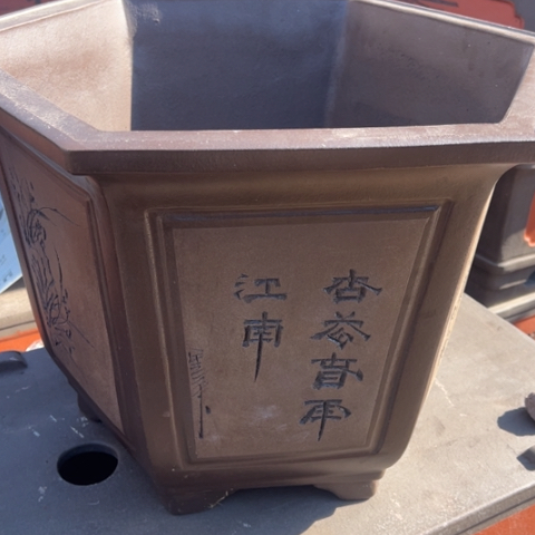 花盆紫砂口径60高六方1个