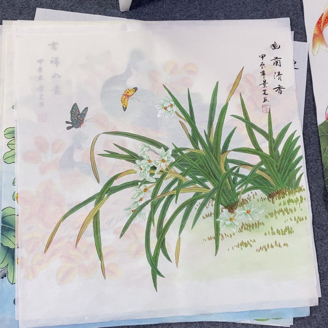 国画尺寸68✖️68四尺工笔斗方纯手绘