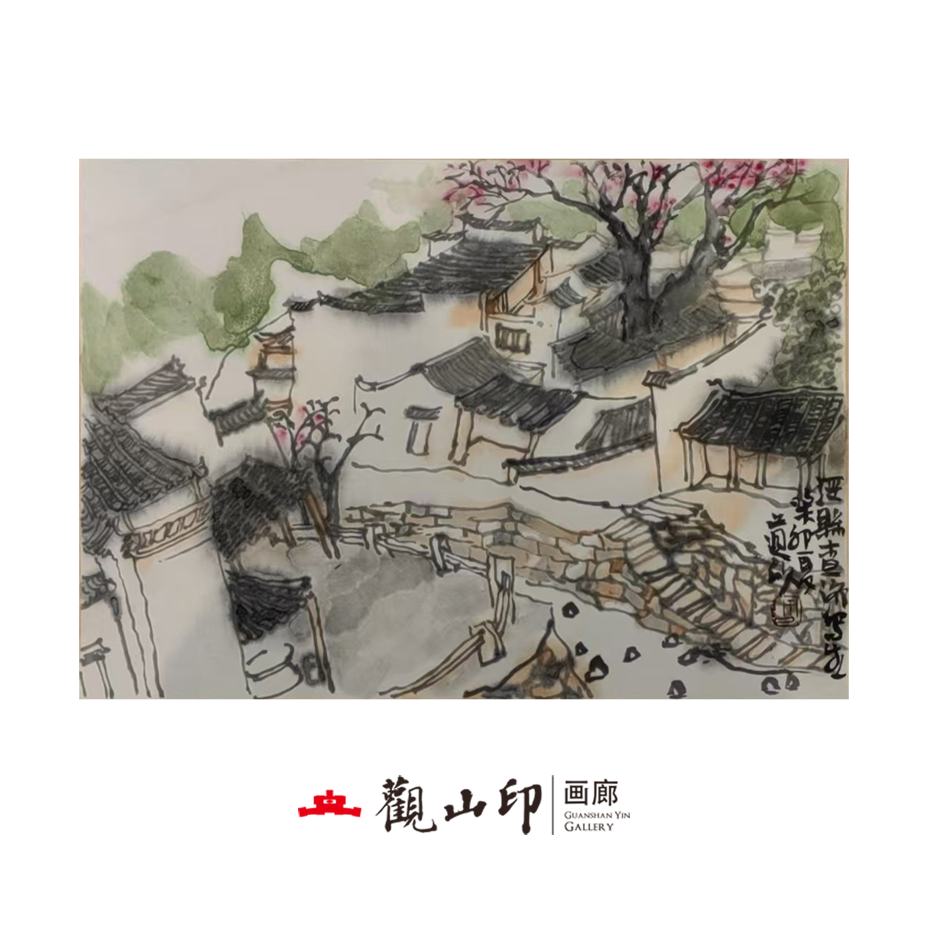 方永平-原创手绘国画45×43cm中式古风玄关走廊办公室茶室2304