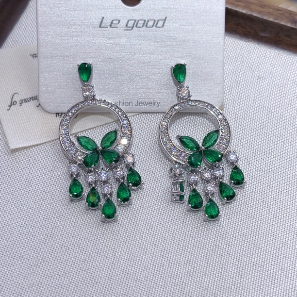 铜合金亚克力耳饰 H05高货明星同款满镶耳饰