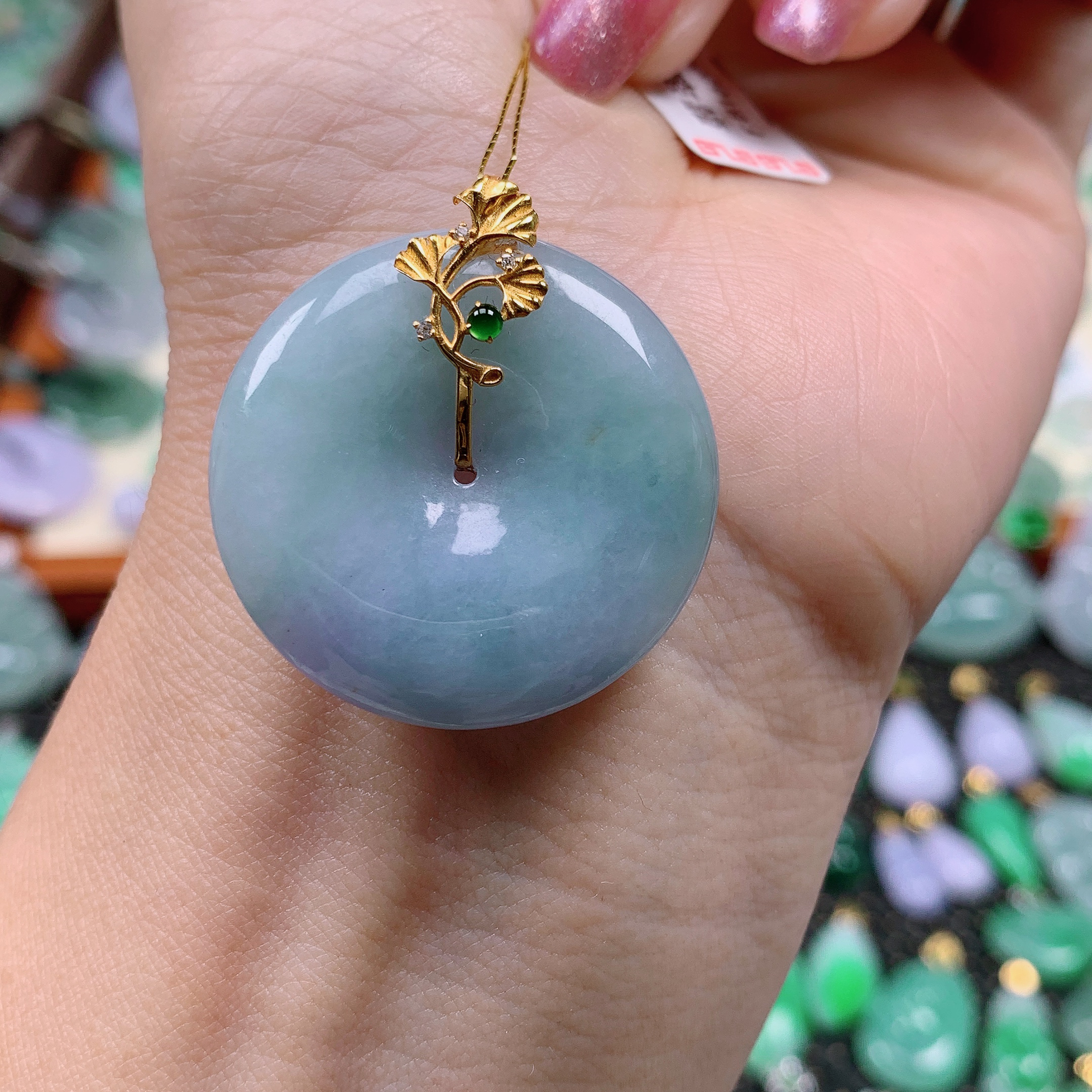 缅甸天然A货翡翠，紫罗兰平安扣，编号107/1125尺30.4-5.6