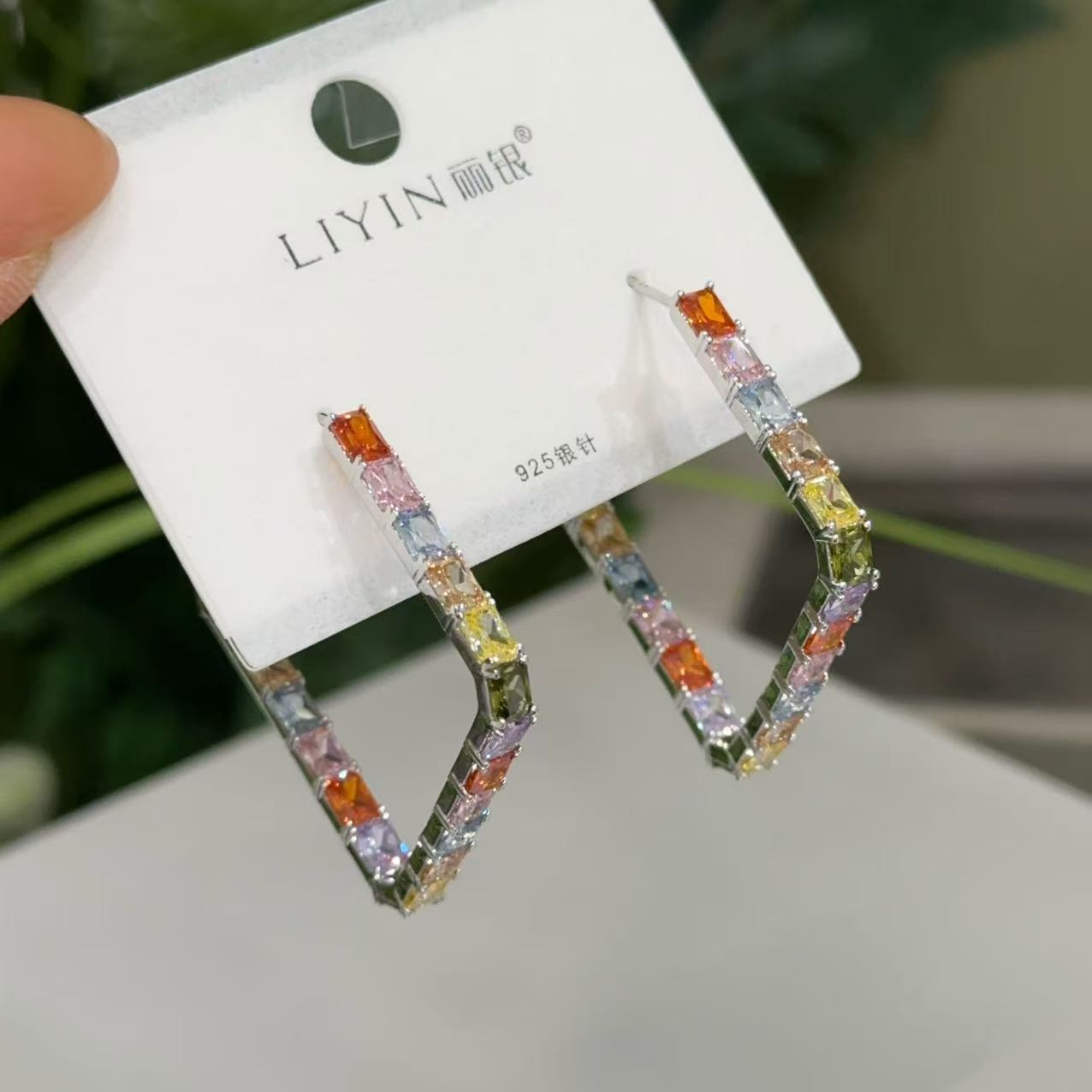 FUXI/福熙 925银耳饰 韩版高级感彩色耳钉耳饰时尚百搭气质款X004