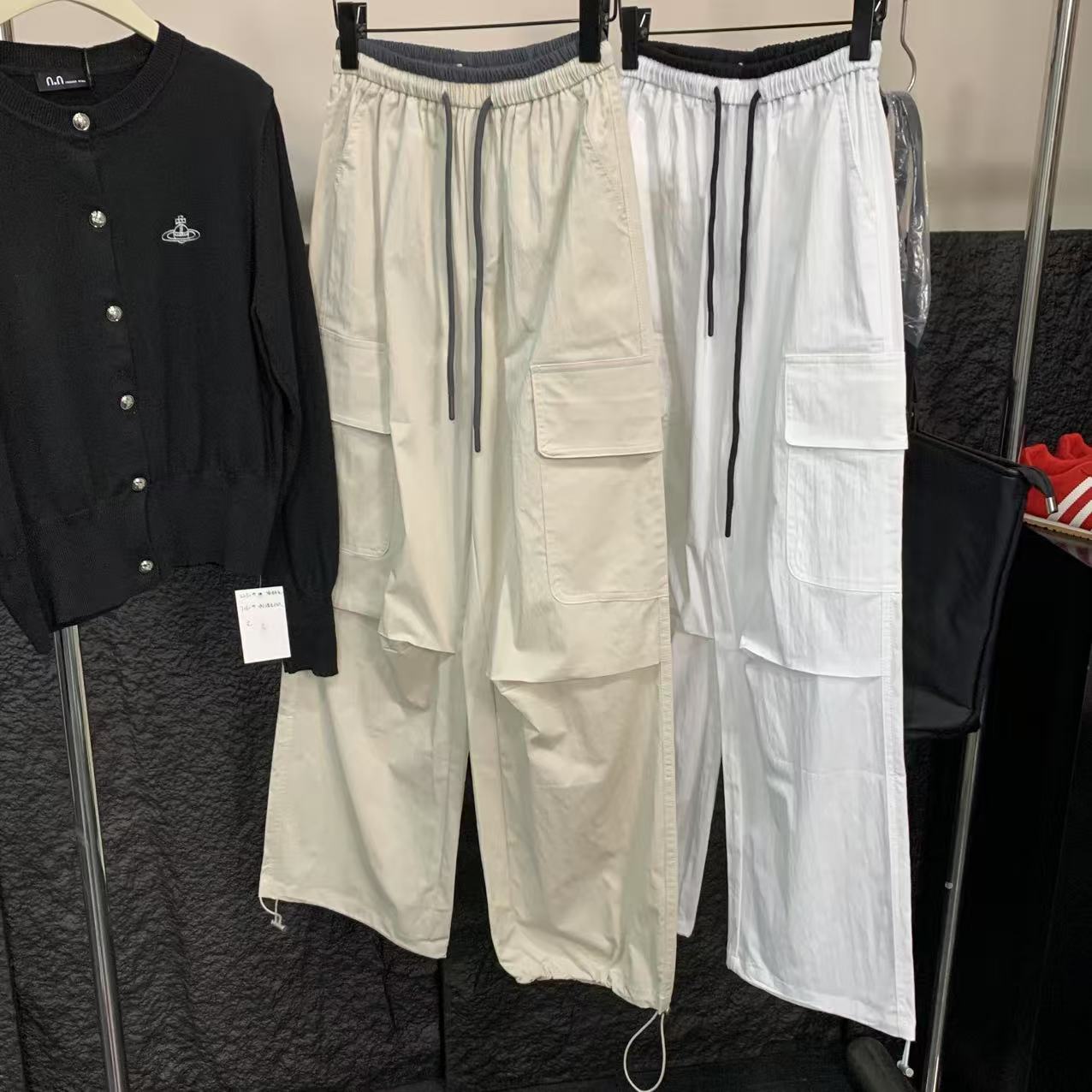 『雨美 Show』25177时尚百搭拼接腰工装裤