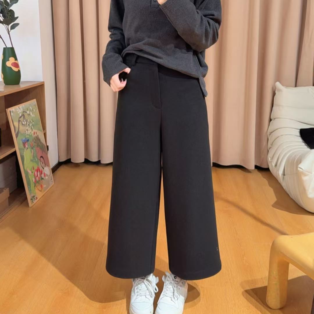 85265余小鱼【黑巧裤】黑色时尚韩系宽松阔腿百搭八分休闲裤女装